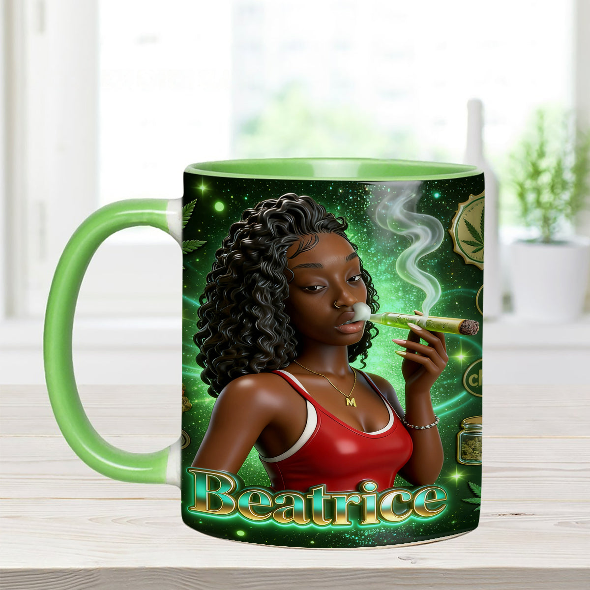 Love Weed – Personalisierter Weed-Set-Becher mit Acryl-Rührstäbchen