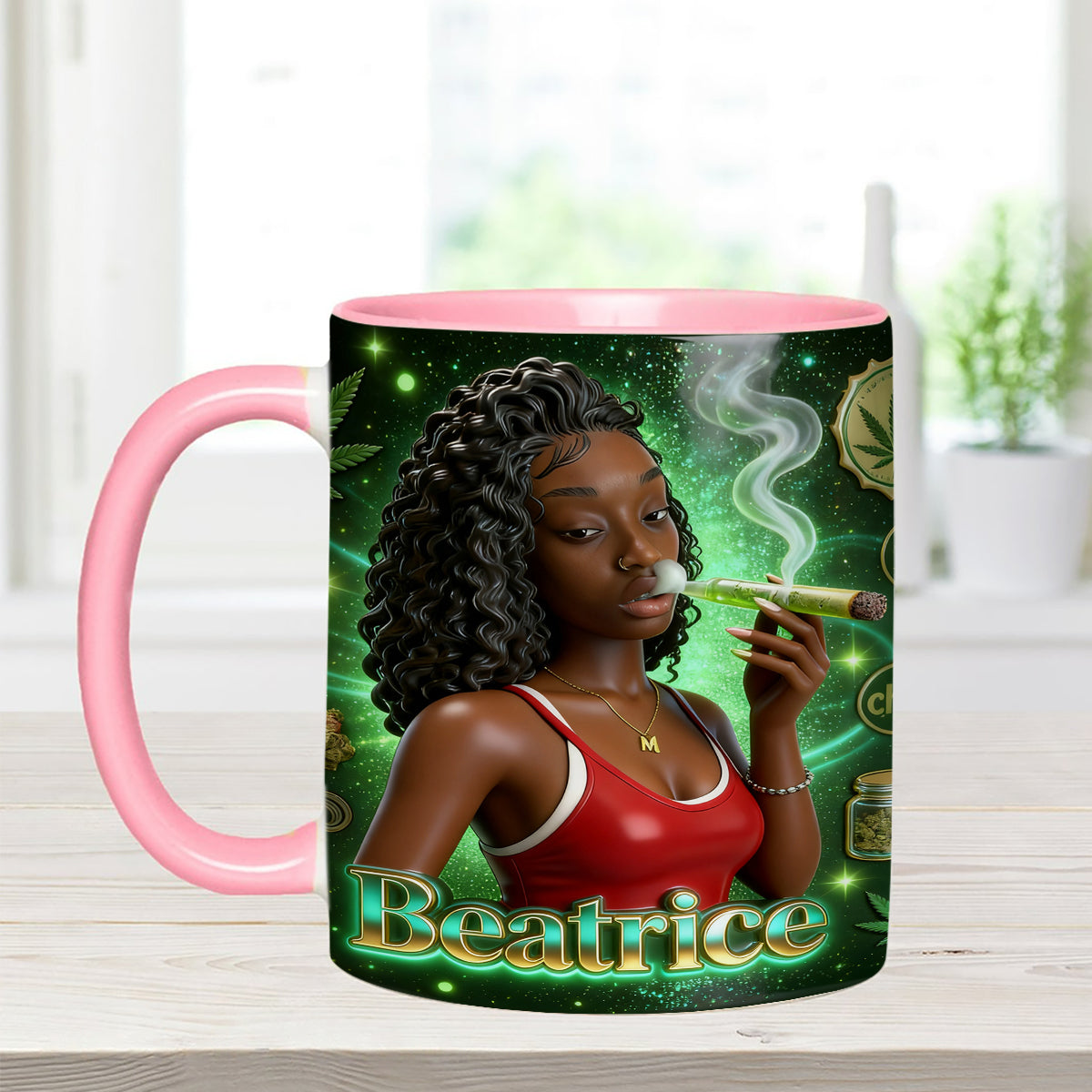 Love Weed – Personalisierter Weed-Set-Becher mit Acryl-Rührstäbchen