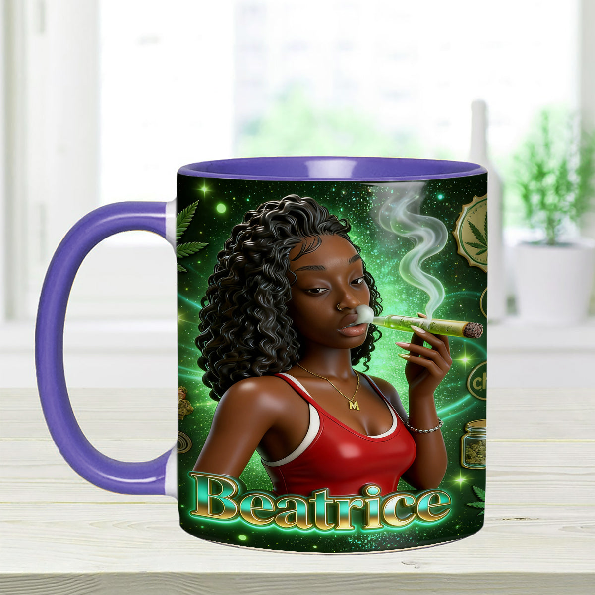 Love Weed – Personalisierter Weed-Set-Becher mit Acryl-Rührstäbchen