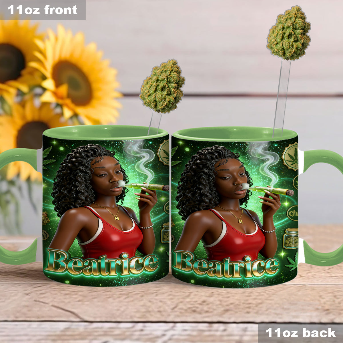 Love Weed – Personalisierter Weed-Set-Becher mit Acryl-Rührstäbchen