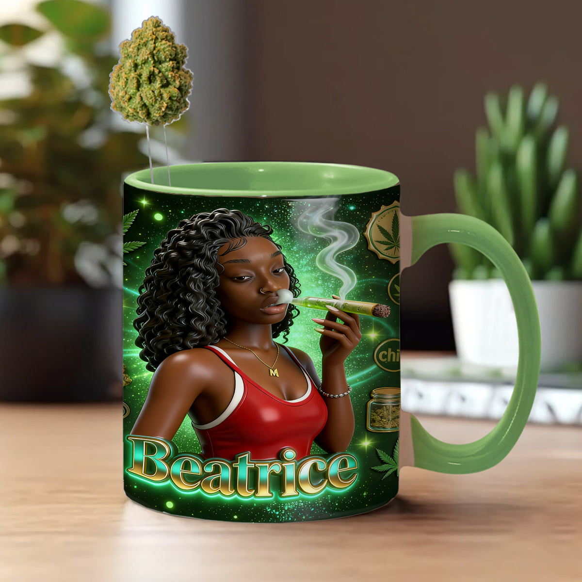 Love Weed – Personalisierter Weed-Set-Becher mit Acryl-Rührstäbchen