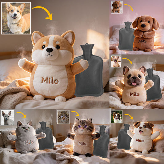 Love Dog - Personalized Dog Hot Water Bottle With Cover