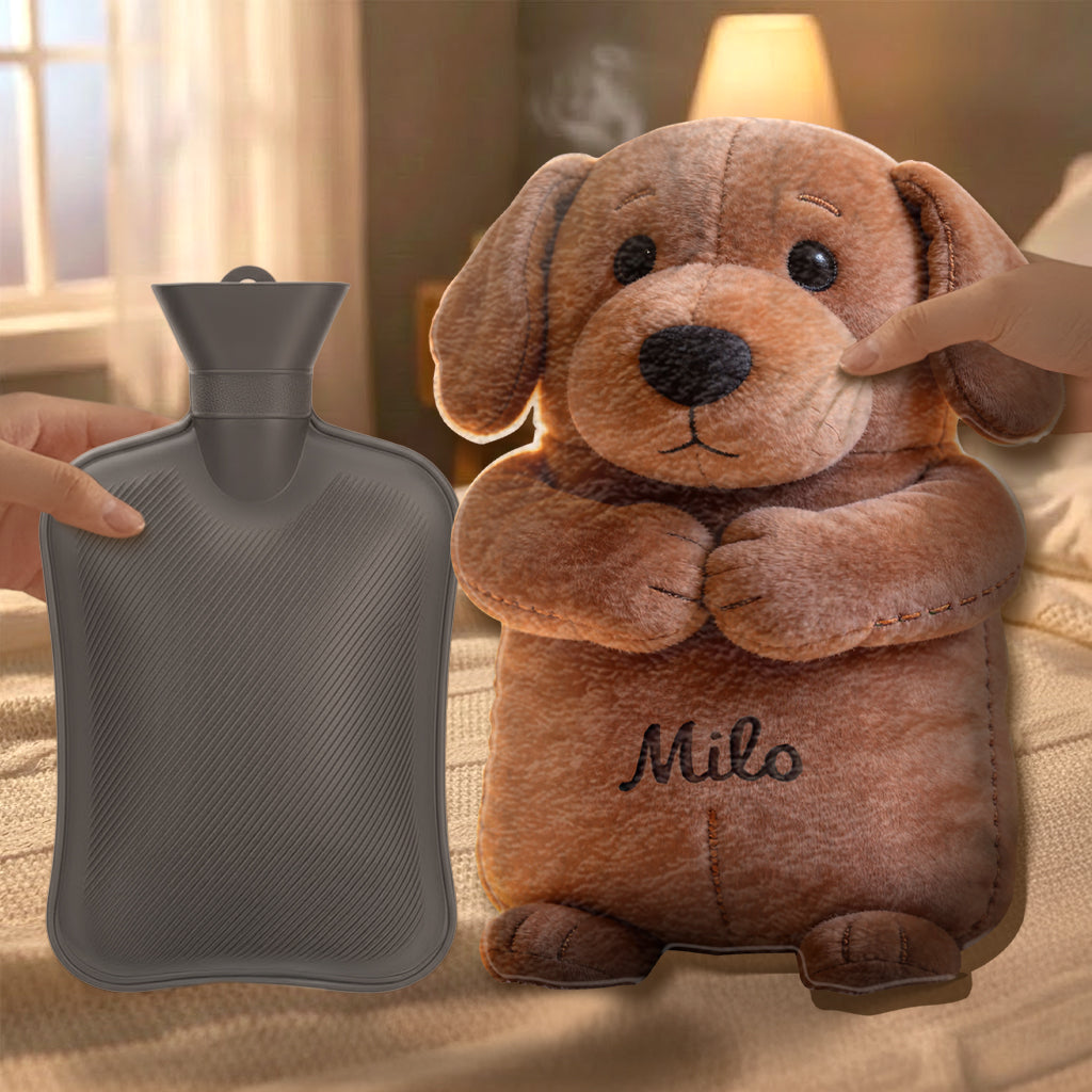Love Dog - Personalized Dog Hot Water Bottle With Cover