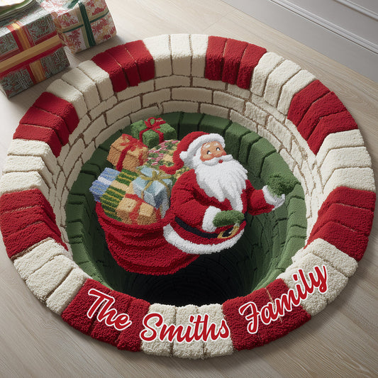 Merry Christmas - Personalized Family Round Rug