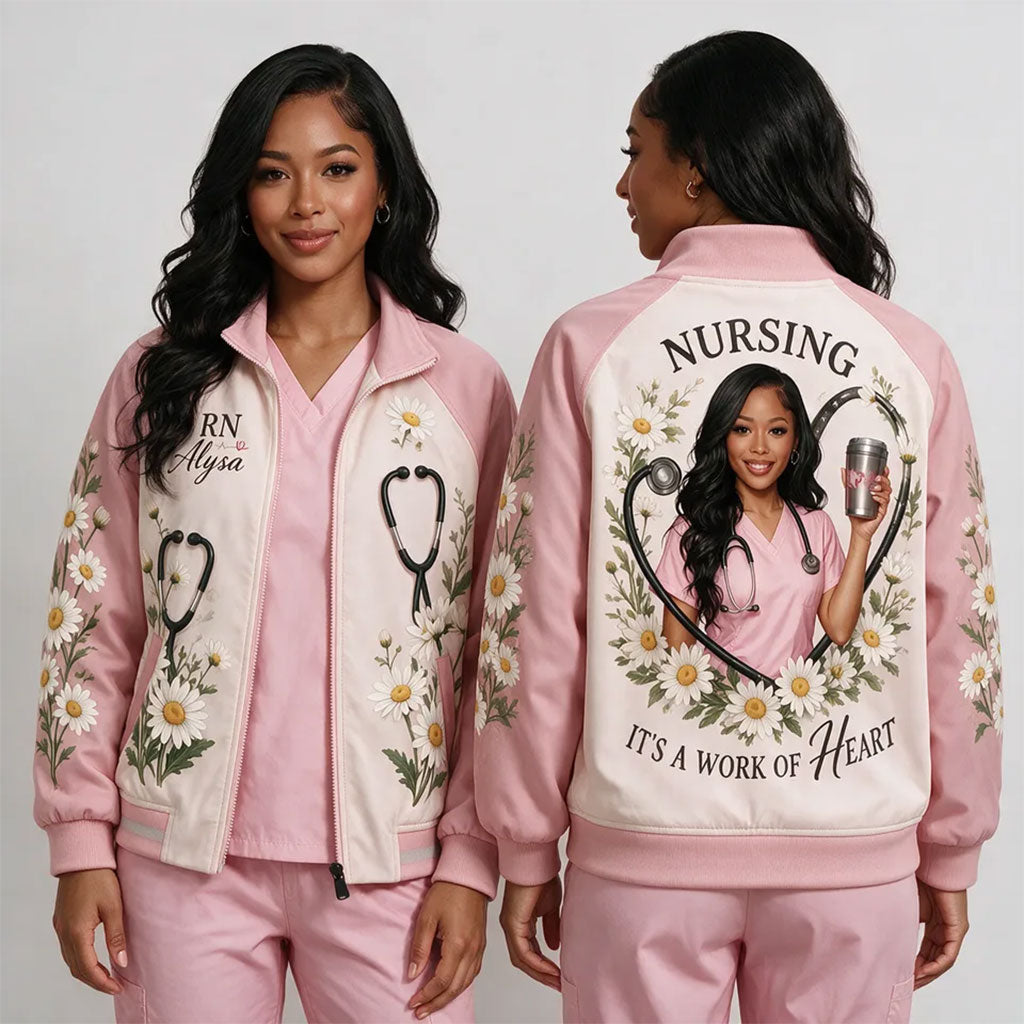 Custom Any Color, Any Flower From Any Photo - Personalized Nurse Zip Jacket