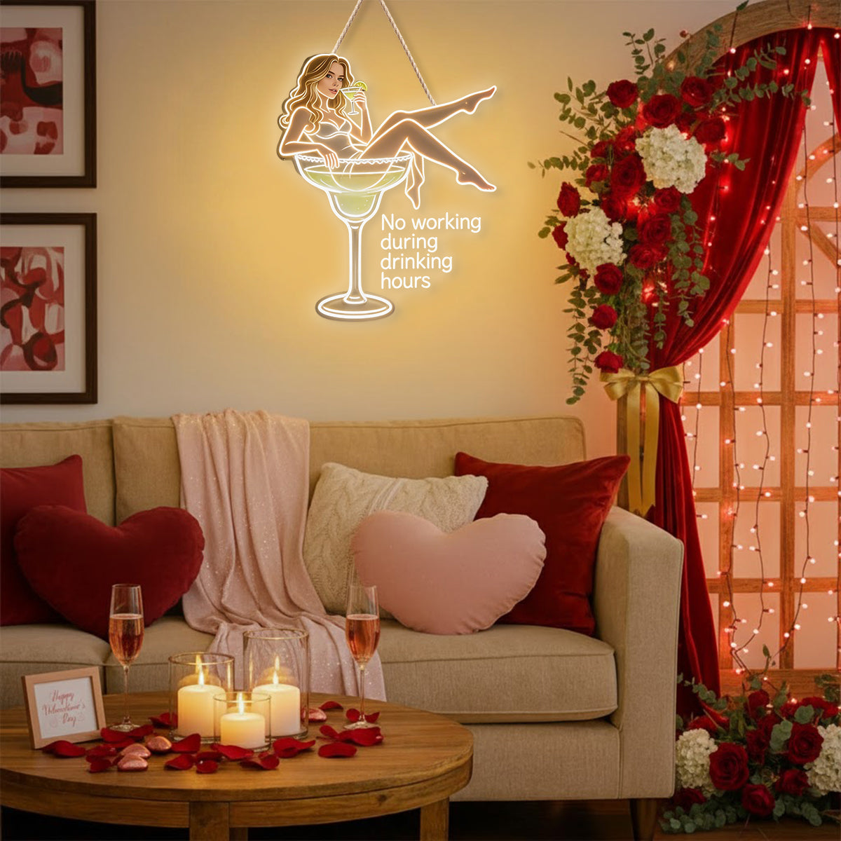 Custom Photo & Drink Cocktail Lovers - Personalized Cocktail LED Light Acrylic Sign