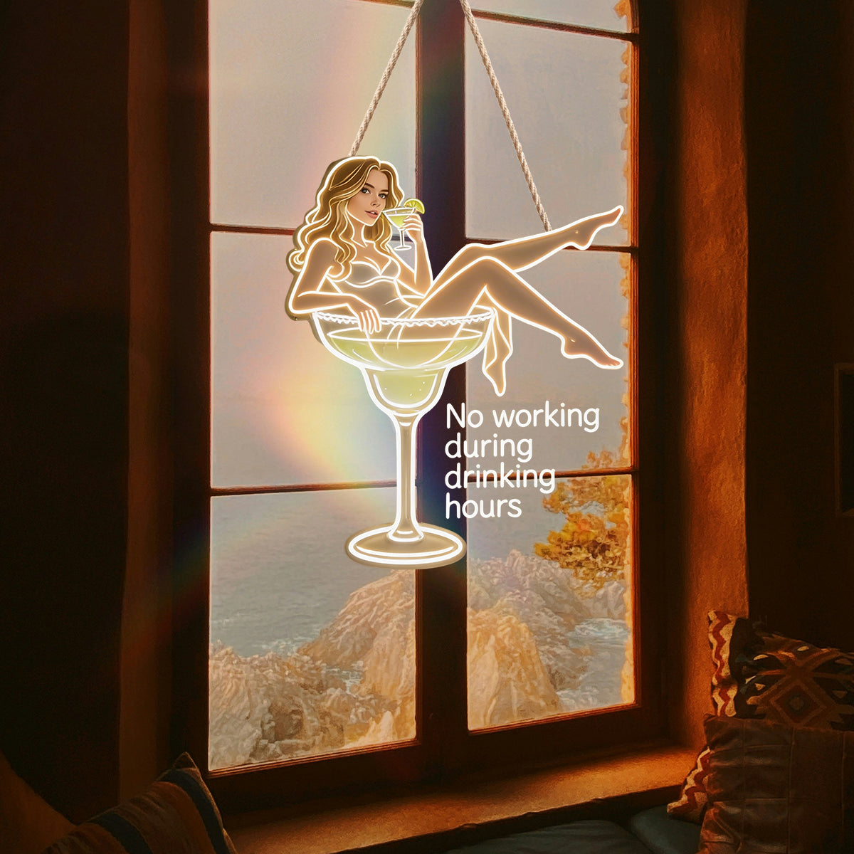 Custom Photo & Drink Cocktail Lovers - Personalized Cocktail LED Light Acrylic Sign