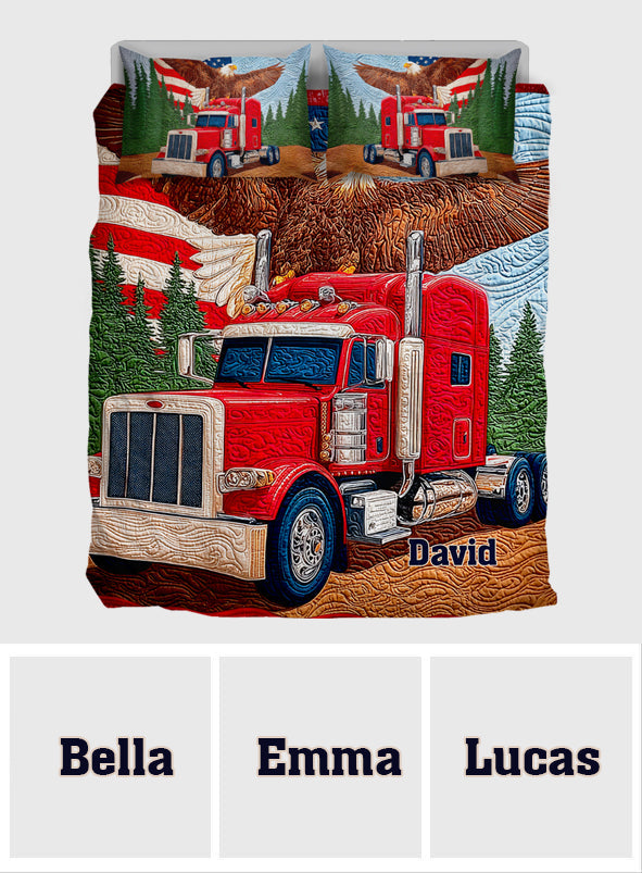 Keep On Truckin - Personalized Bald Eagle Quilt Set