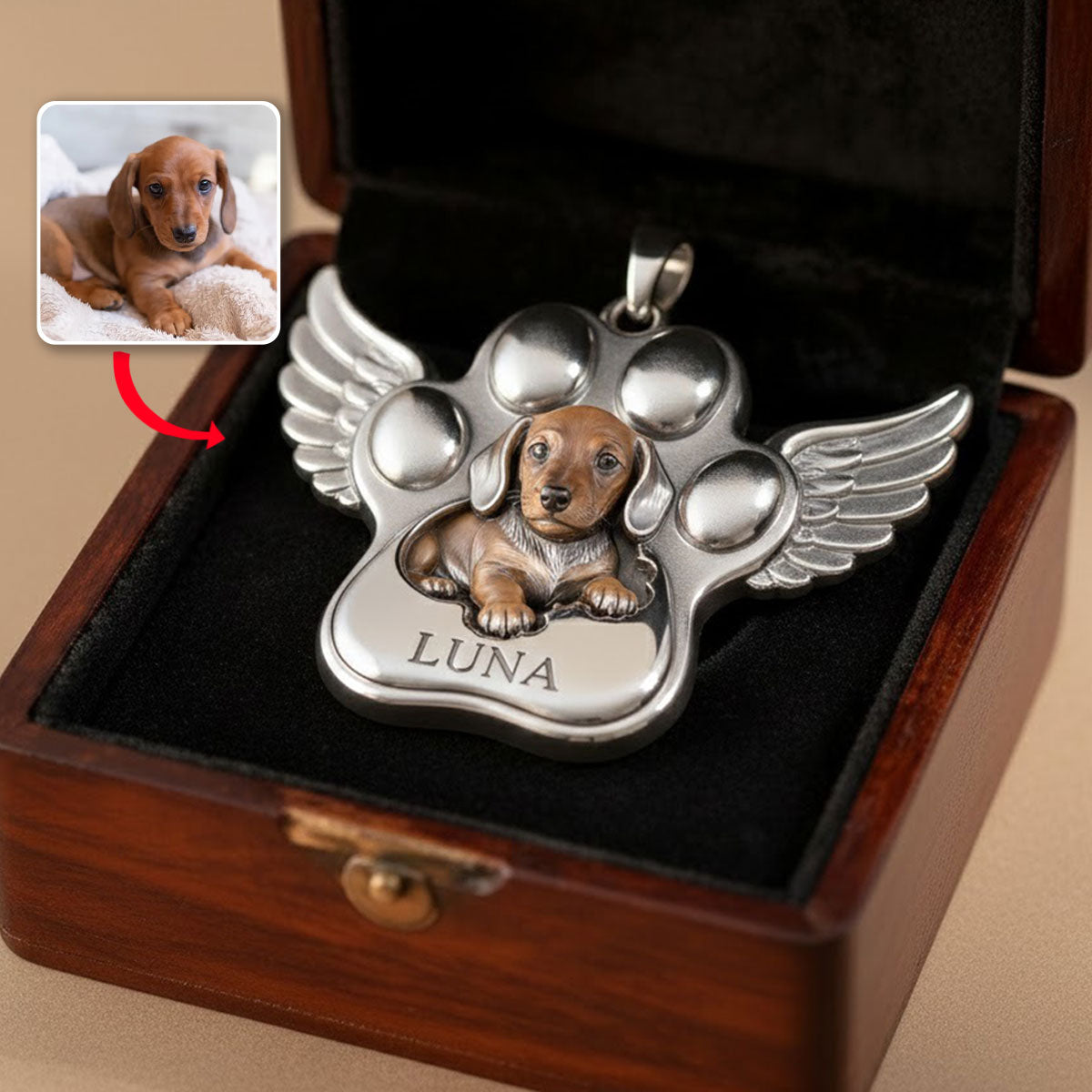 In Loving Memory - Personalized Memorial Shaped Acrylic Pendant Necklace