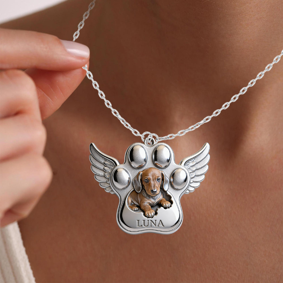 In Loving Memory - Personalized Memorial Shaped Acrylic Pendant Necklace