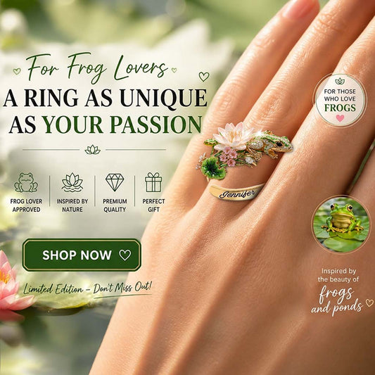 Grenouille d'Amour - Bague Ajustable Personnalisée en Forme de Grenouille
