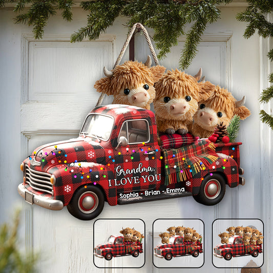 Grandma We Love You - Personalized Grandma Custom Shaped Wood Sign