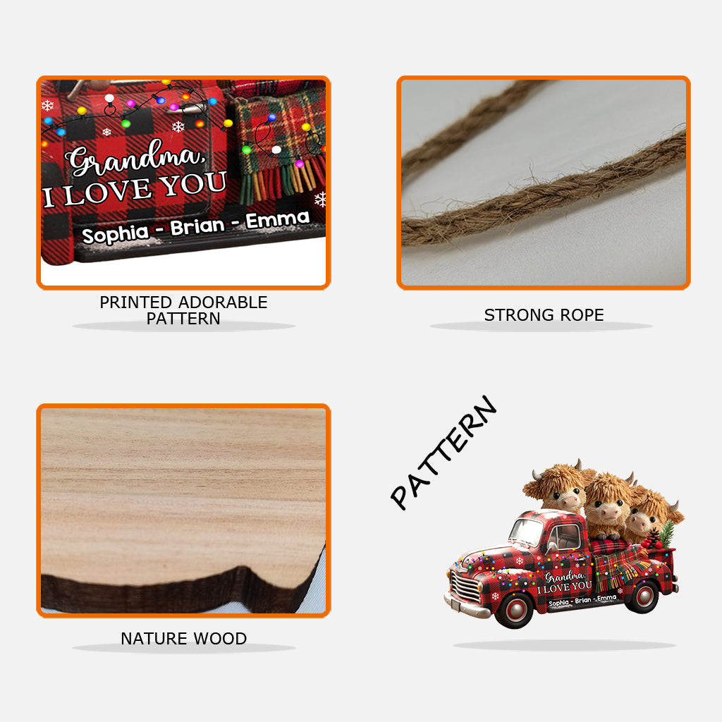 Grandma We Love You - Personalized Grandma Custom Shaped Wood Sign