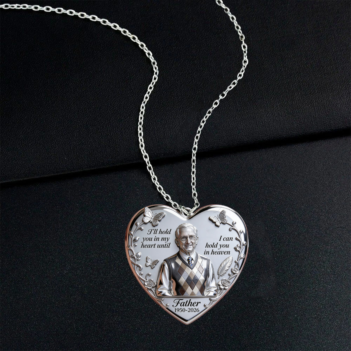 Je te garderai dans mon cœur - Collier pendentif en métal personnalisé en forme de mémorial