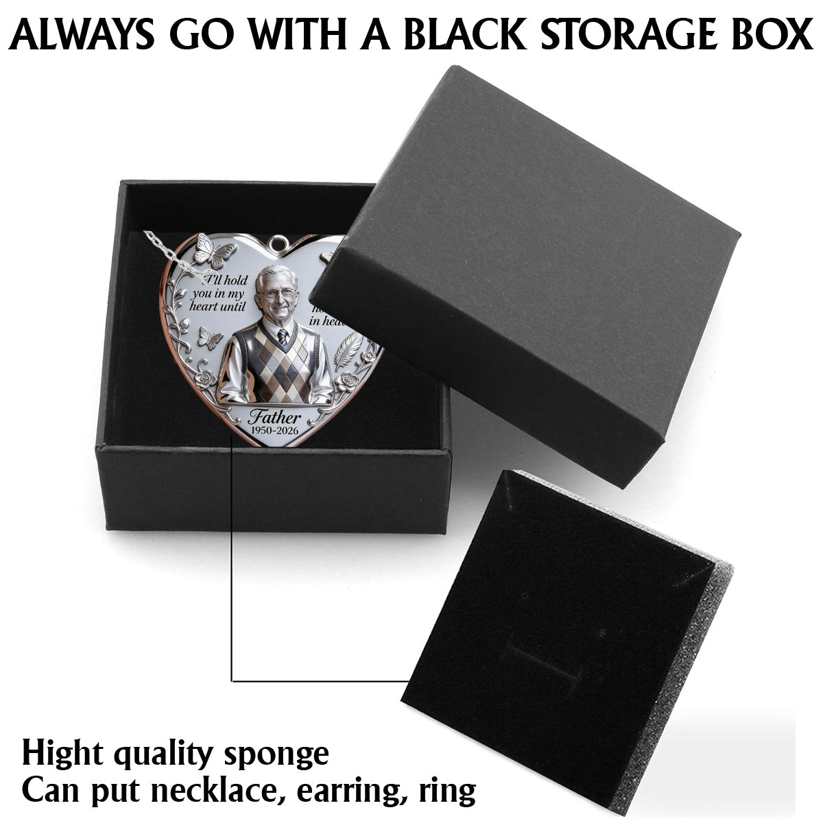 Je te garderai dans mon cœur - Collier pendentif en métal personnalisé en forme de mémorial