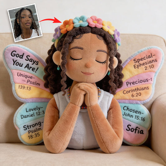 Gott sagt, du bist es – Personalisiertes Kissen in Form eines Afroamerikaners aus Kunstfell.