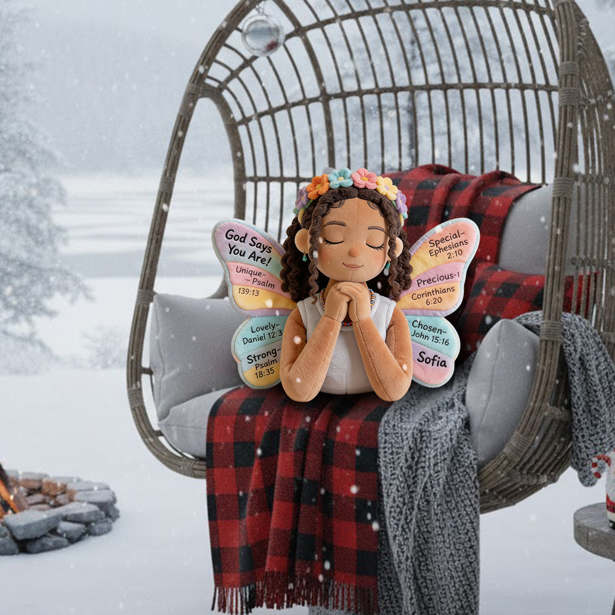 Gott sagt, du bist es – Personalisiertes Kissen in Form eines Afroamerikaners aus Kunstfell.