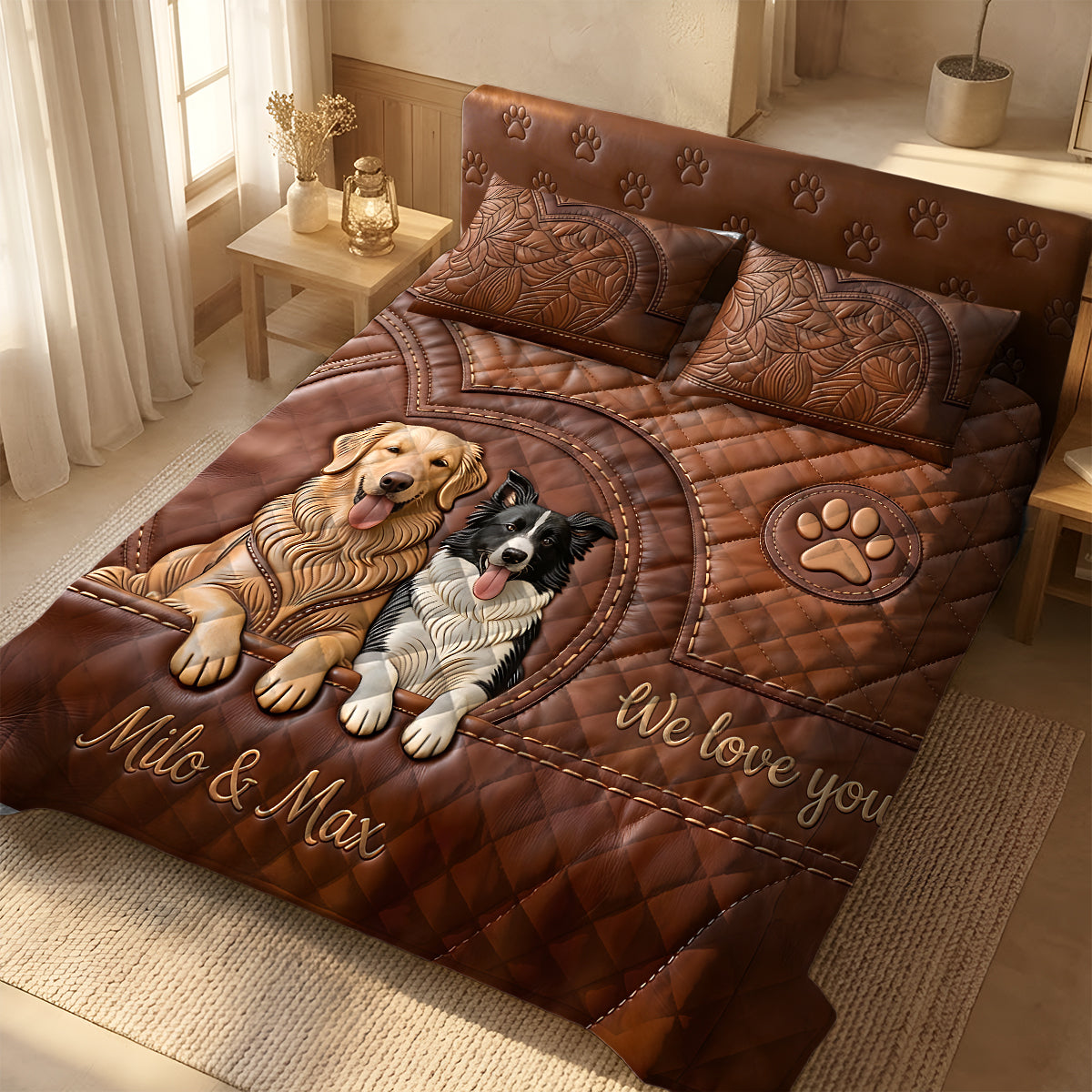 Pet Love - Personalized Dog 4-Piece Quilt Bedding Set