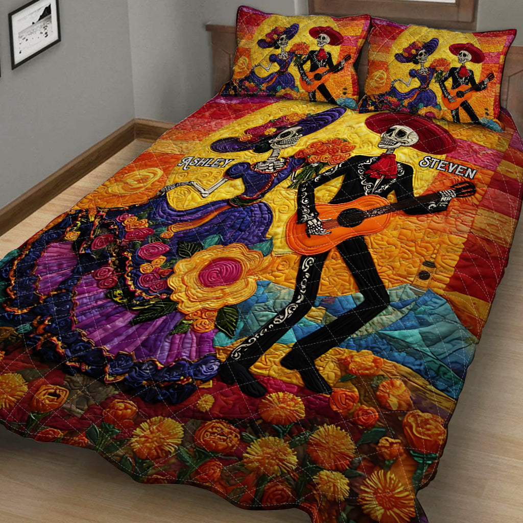 Day Of The Dead - Personalized Couple Quilt Set