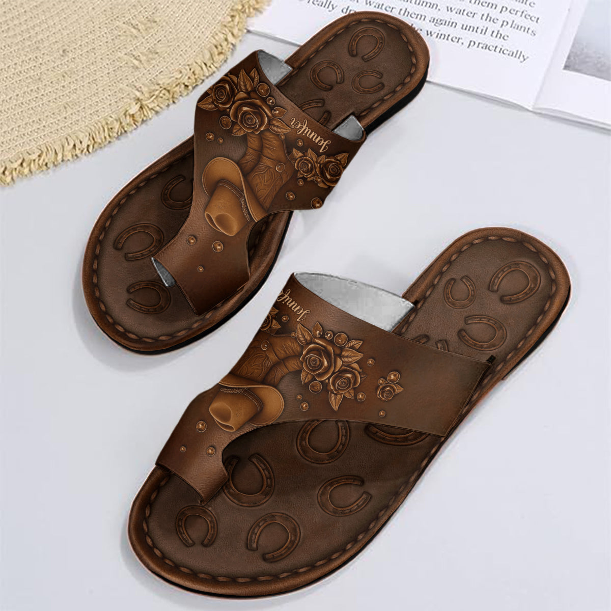 Cowgirl-Leben – Personalisierte Cowgirl-Sandalen mit offener Zehenpartie