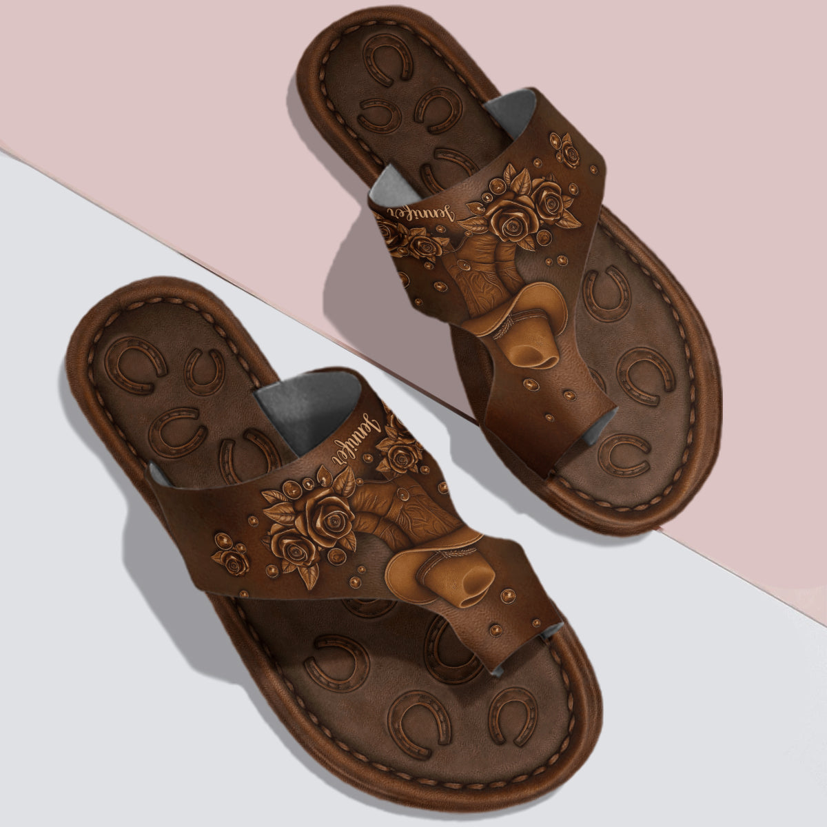 Cowgirl-Leben – Personalisierte Cowgirl-Sandalen mit offener Zehenpartie
