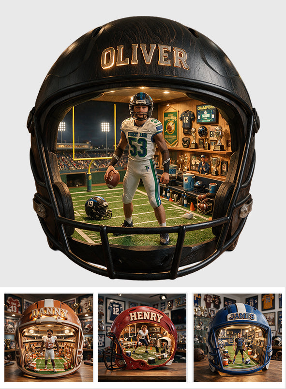 Game On - Personalized Football Wooden Light Shadow Box