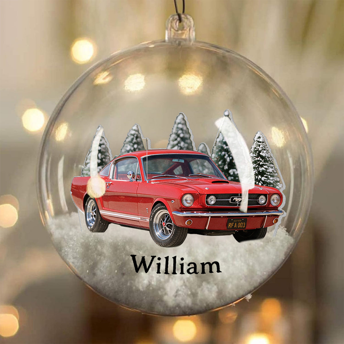 Vehicle Keepsake - Personalized Car Lover Snow Globe Ornament With Bow