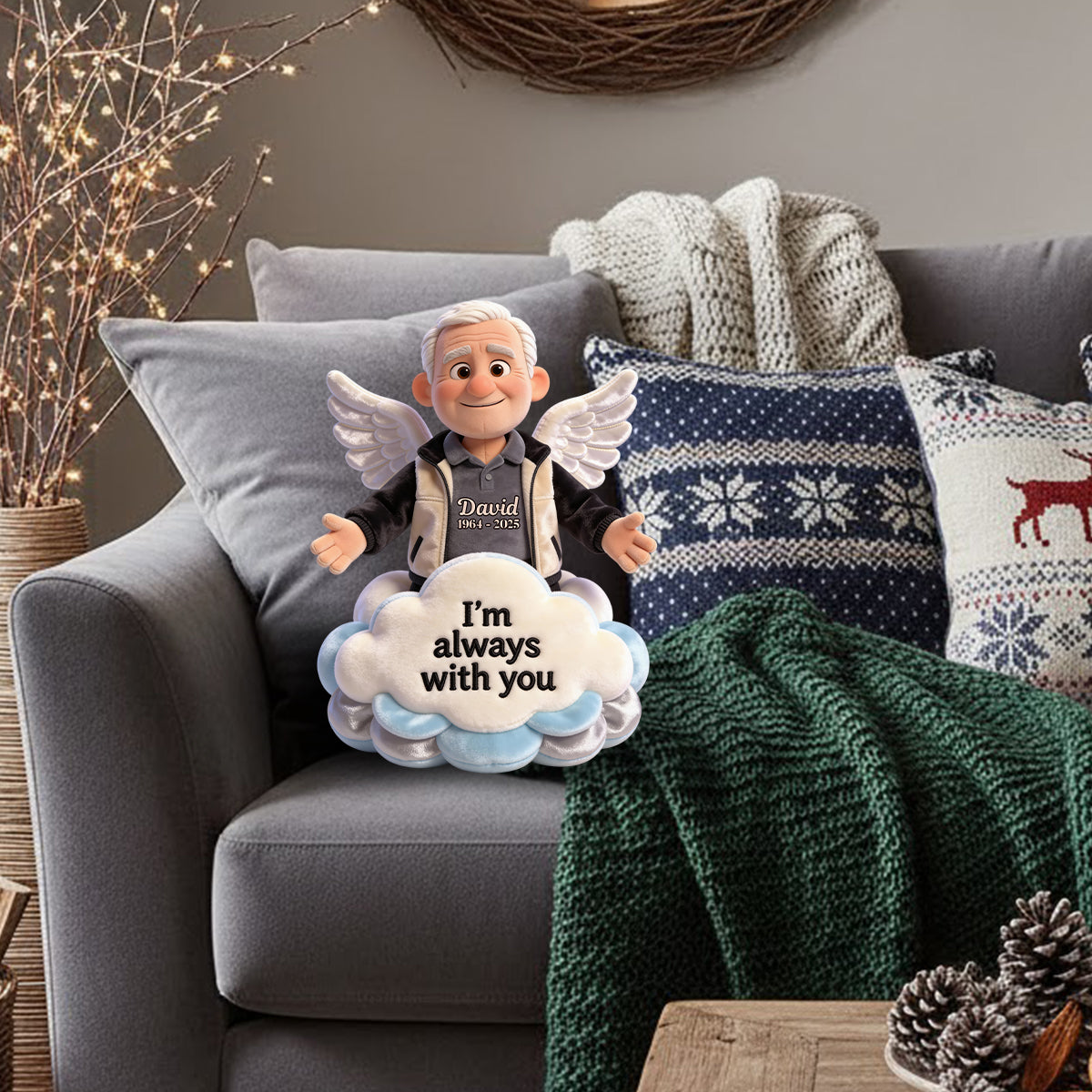 I'm always with you - Personalized Memorial Faux Fur Shaped Pillow