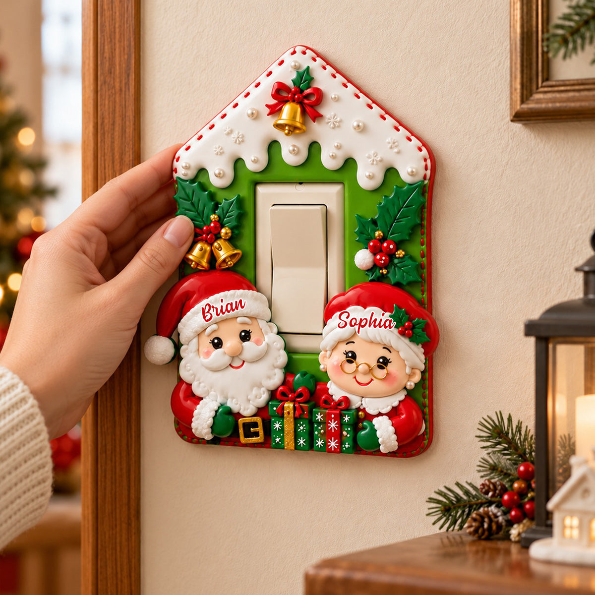 Santa & Mrs. Claus - Personalized Couple Light Switch/ Outlet Cover