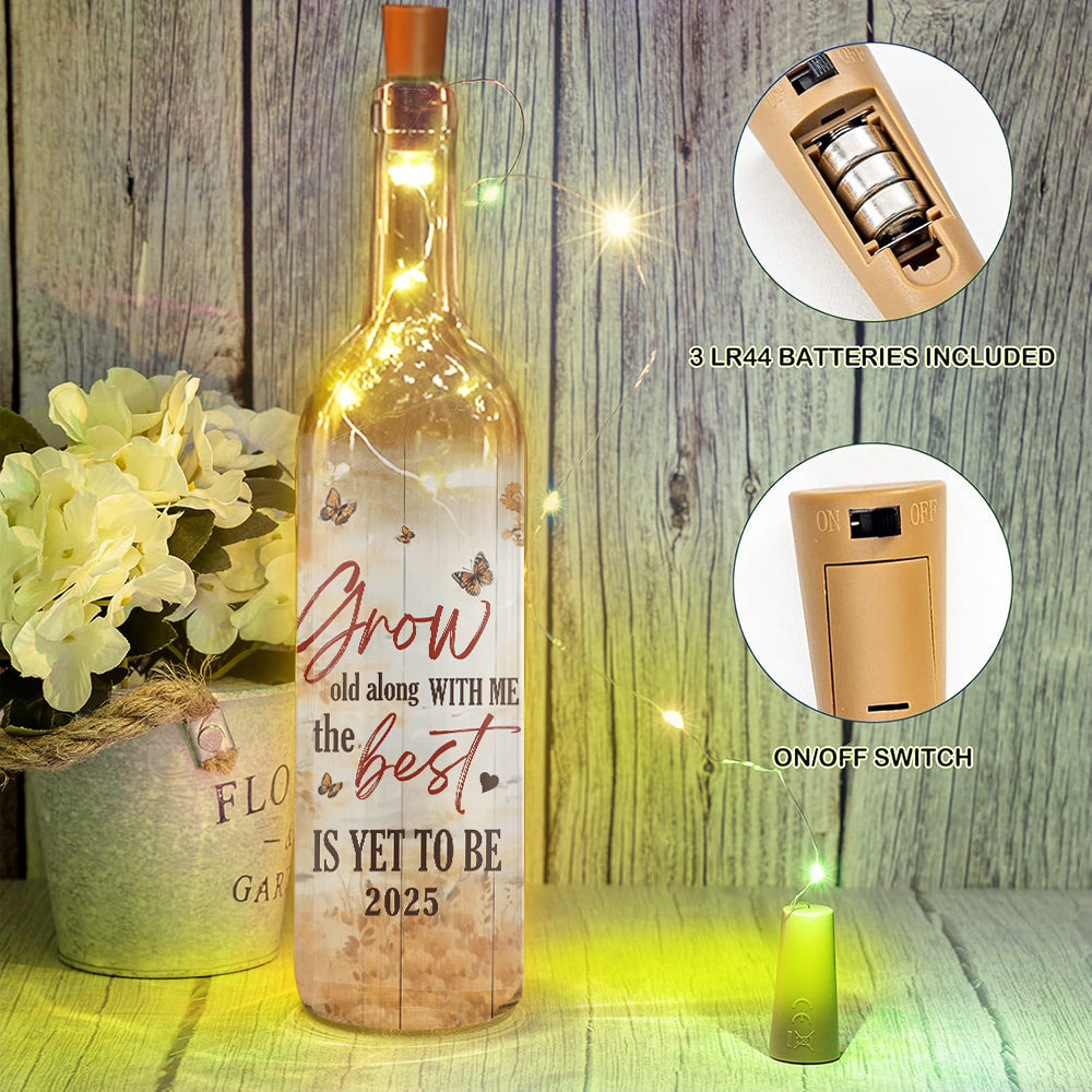 Grow Old Along With Me - Personalized Couple Wine Bottle Lamp
