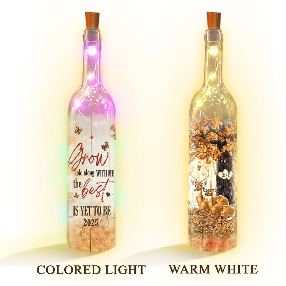 Grow Old Along With Me - Personalized Couple Wine Bottle Lamp