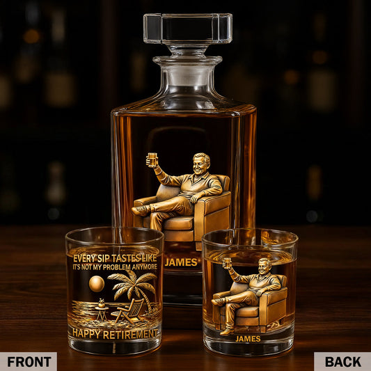 Happy Retirement - Personalized Retired Whiskey Decanter Set