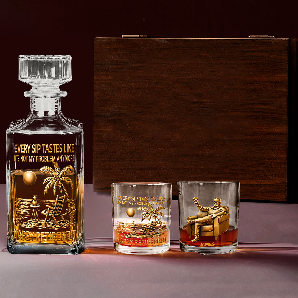Happy Retirement - Personalized Retired Whiskey Decanter Set