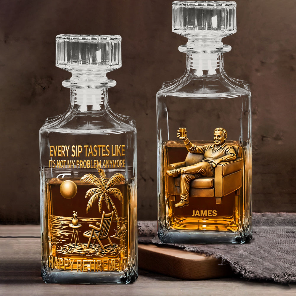 Happy Retirement - Personalized Retired Whiskey Decanter Set