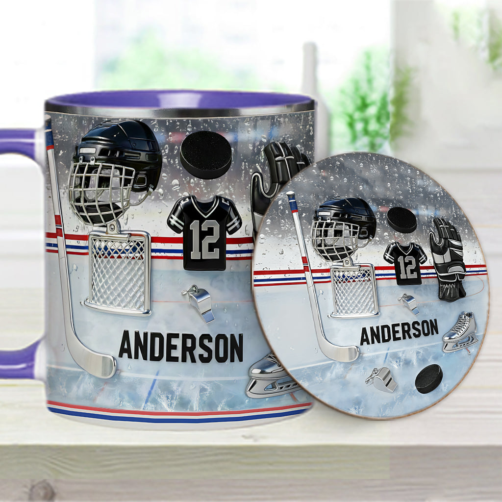 Love Ice Hockey - Personalized Hockey Accent Mug & Coaster
