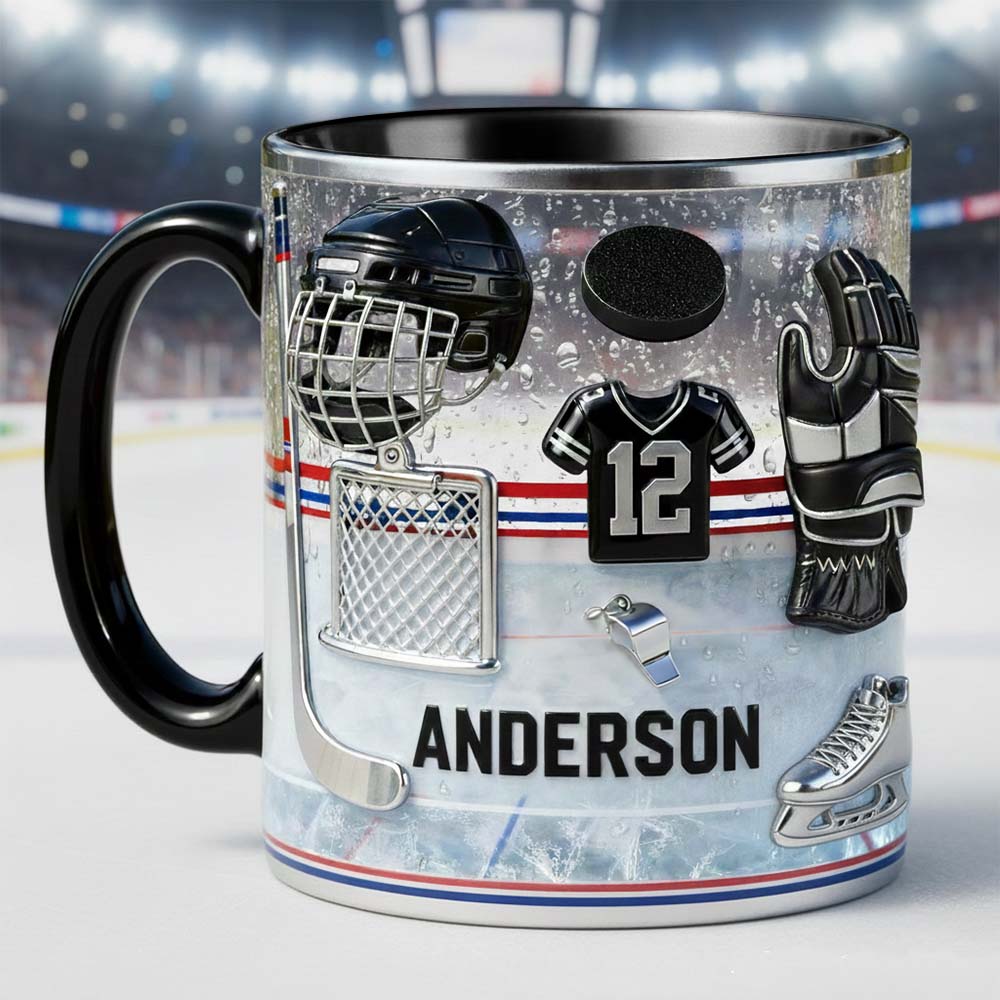Love Ice Hockey - Personalized Hockey Accent Mug & Coaster