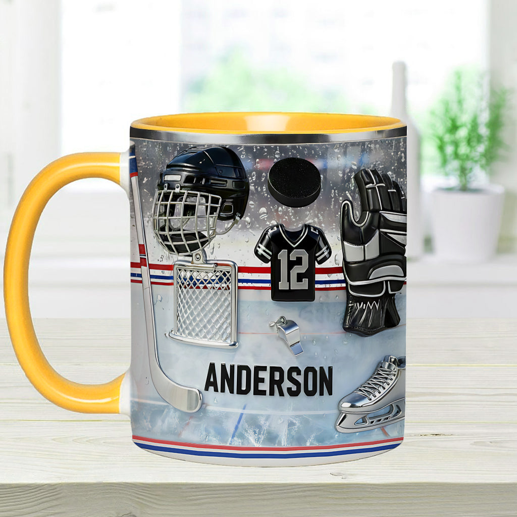 Love Ice Hockey - Personalized Hockey Accent Mug & Coaster