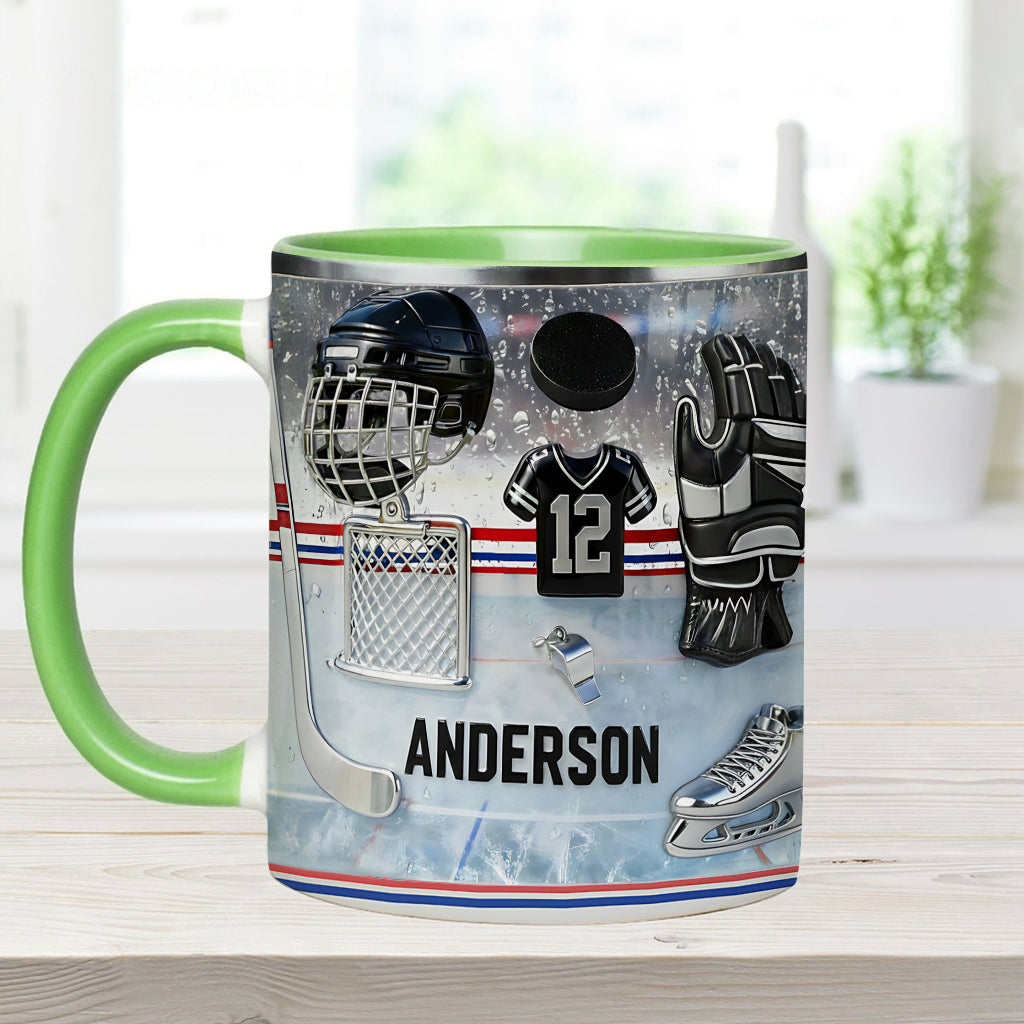 Love Ice Hockey - Personalized Hockey Accent Mug & Coaster