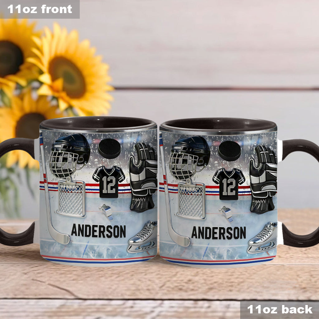 Love Ice Hockey - Personalized Hockey Accent Mug & Coaster