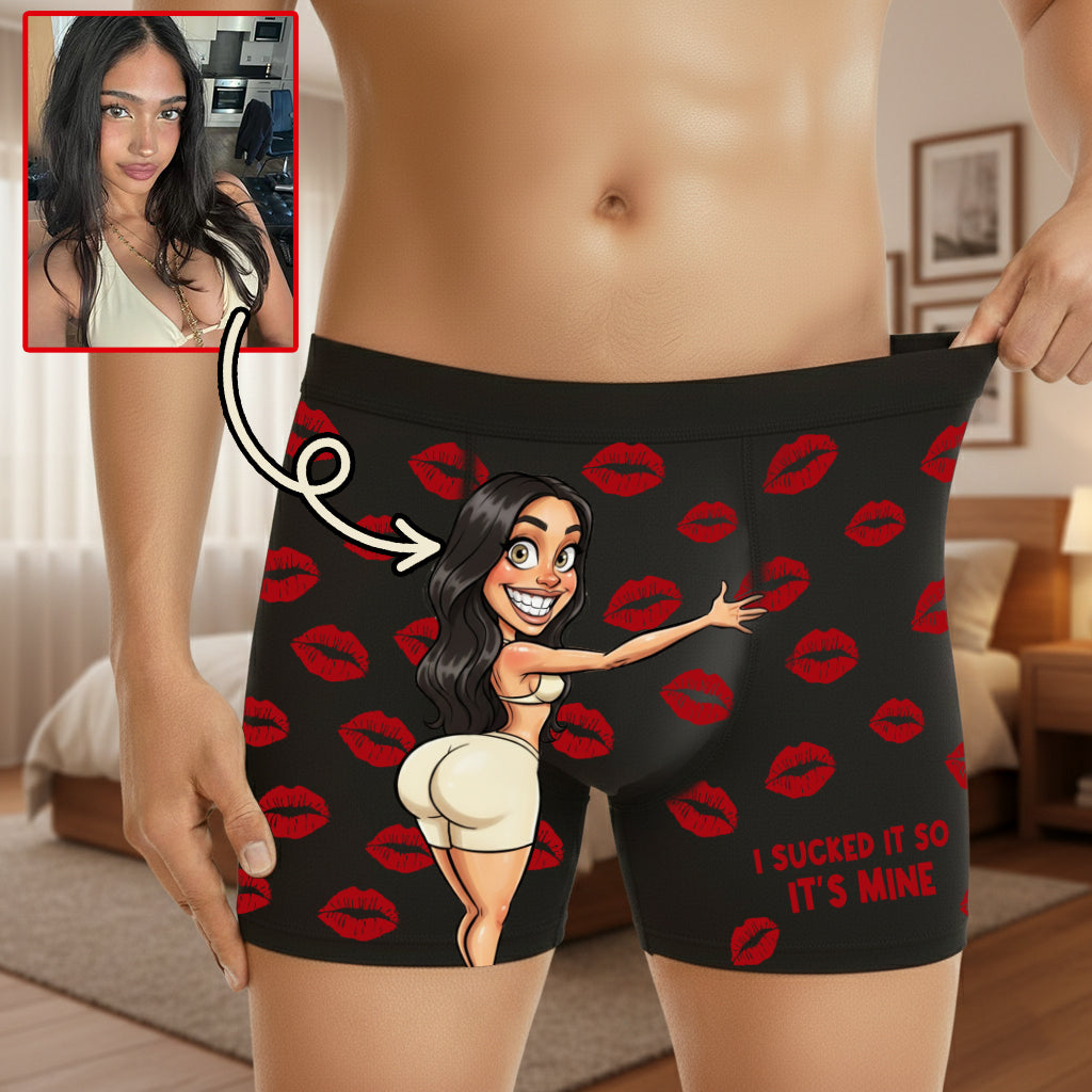 Funny Caricature, Valentine's Day Gift for Boyfriend Husband - Personalized Couple Men’s Boxer Briefs