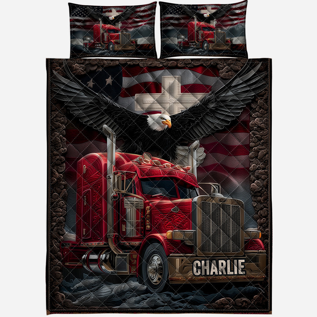 Truck Driver - Personalized Trucker Quilt Set