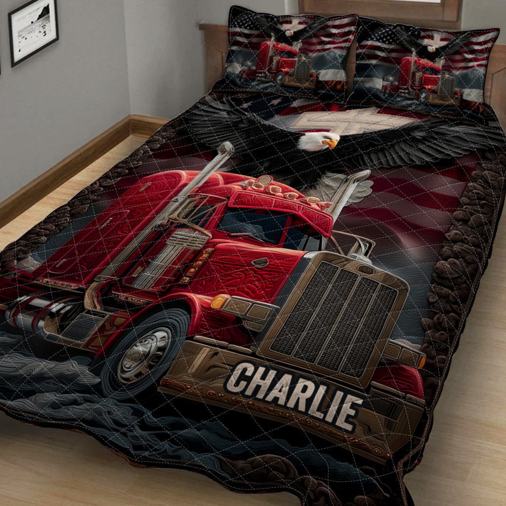 Truck Driver - Personalized Trucker Quilt Set