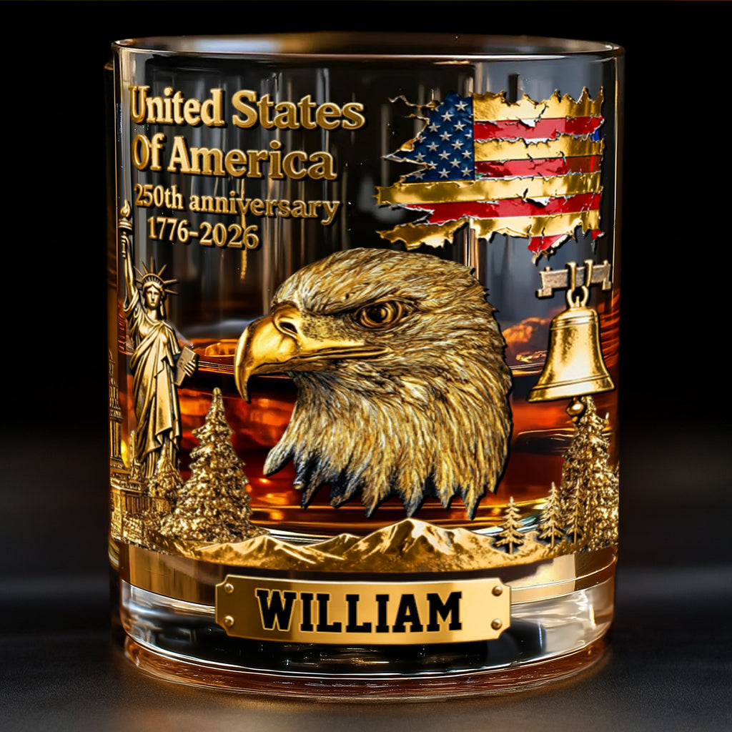 250th Anniversary - Personalized Bald Eagle Whiskey Glass