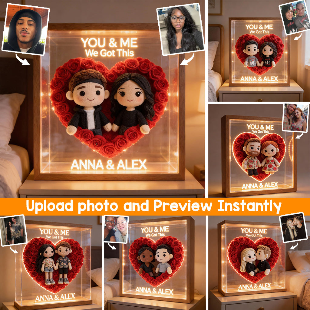 Best Valentine Gift For Her/ Him - Personalized Couple Wooden Frame LED Light