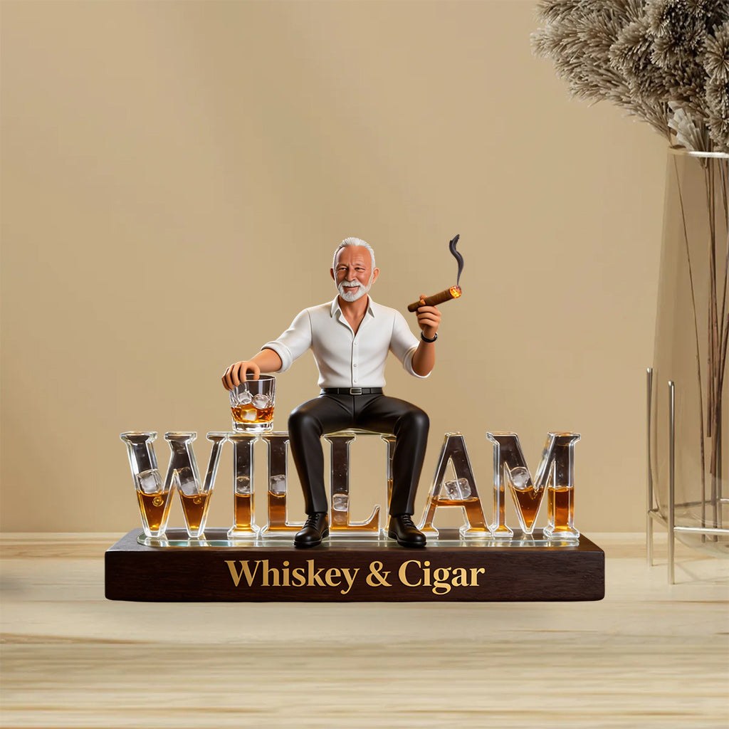 Custom Any Photo Whiskey & Cigar - Personalized Whisky Custom Shaped Acrylic Plaque