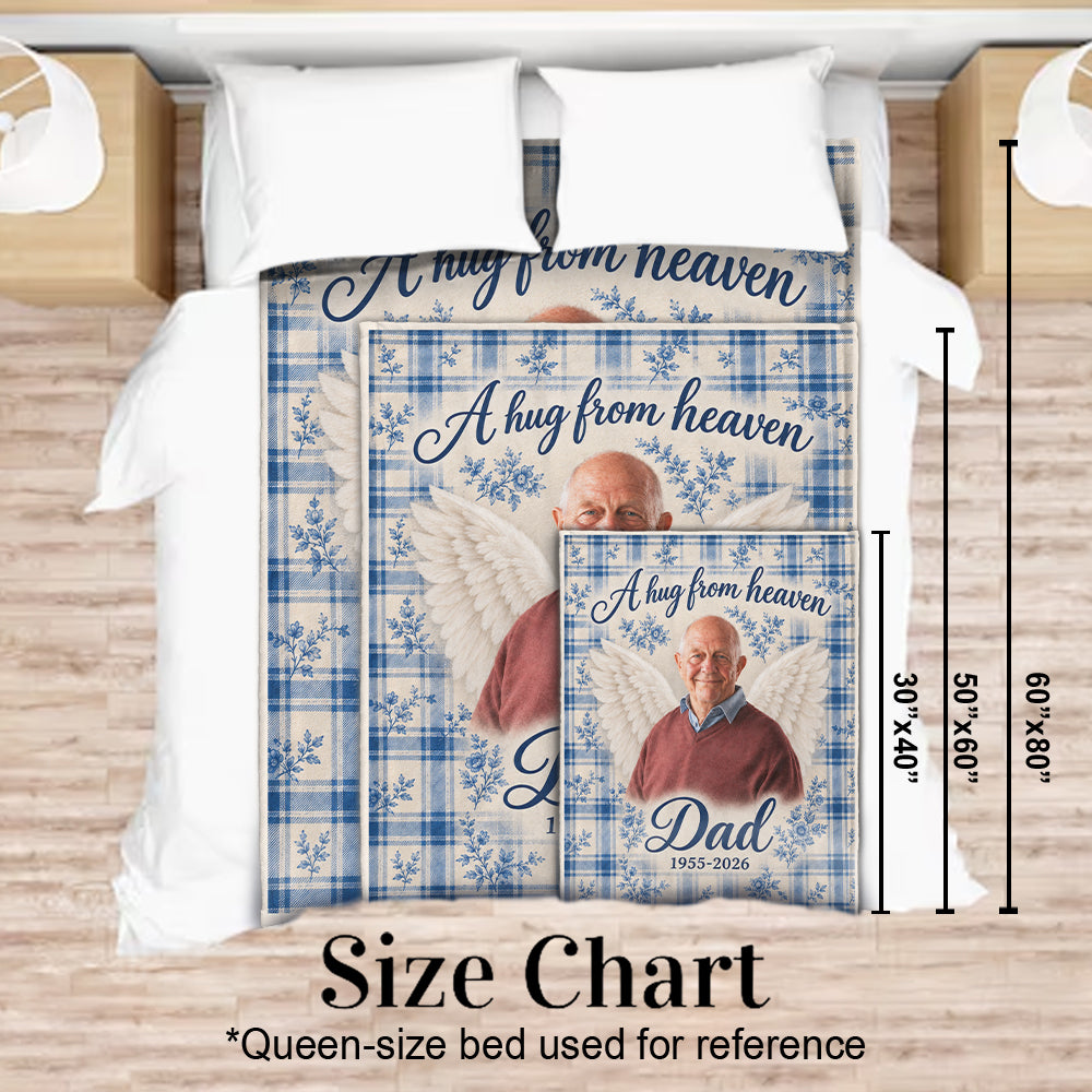 A Hug From Heaven Blue Indigo Toile De Jouy - Personalized Memorial Blanket