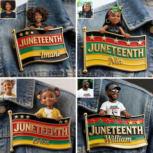 Célébration de la Liberté 1865 - Épingle en Émail Embossée Personnalisée Juneteenth