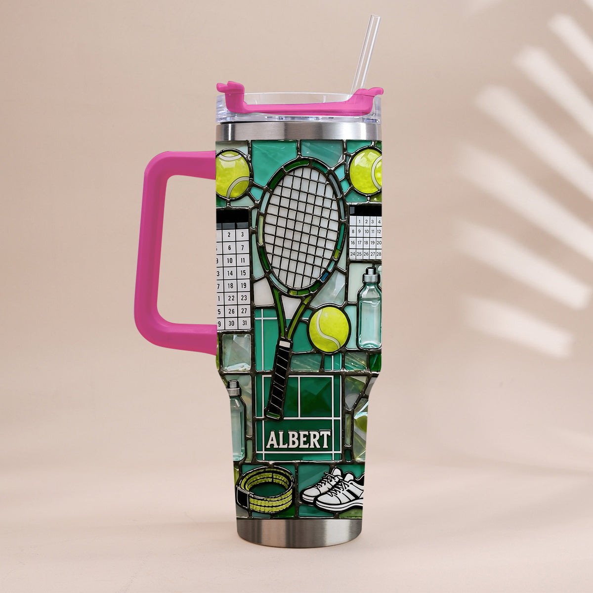 Le plus heureux sur le court - Gobelet isotherme de tennis personnalisé avec poignée