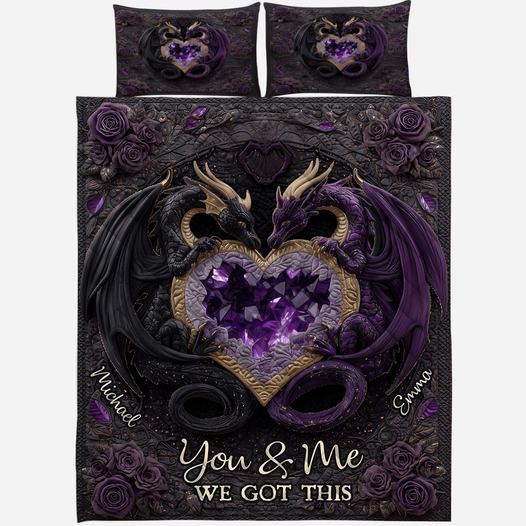 You & Me We Got This - Personalized Dragon Quilt Set