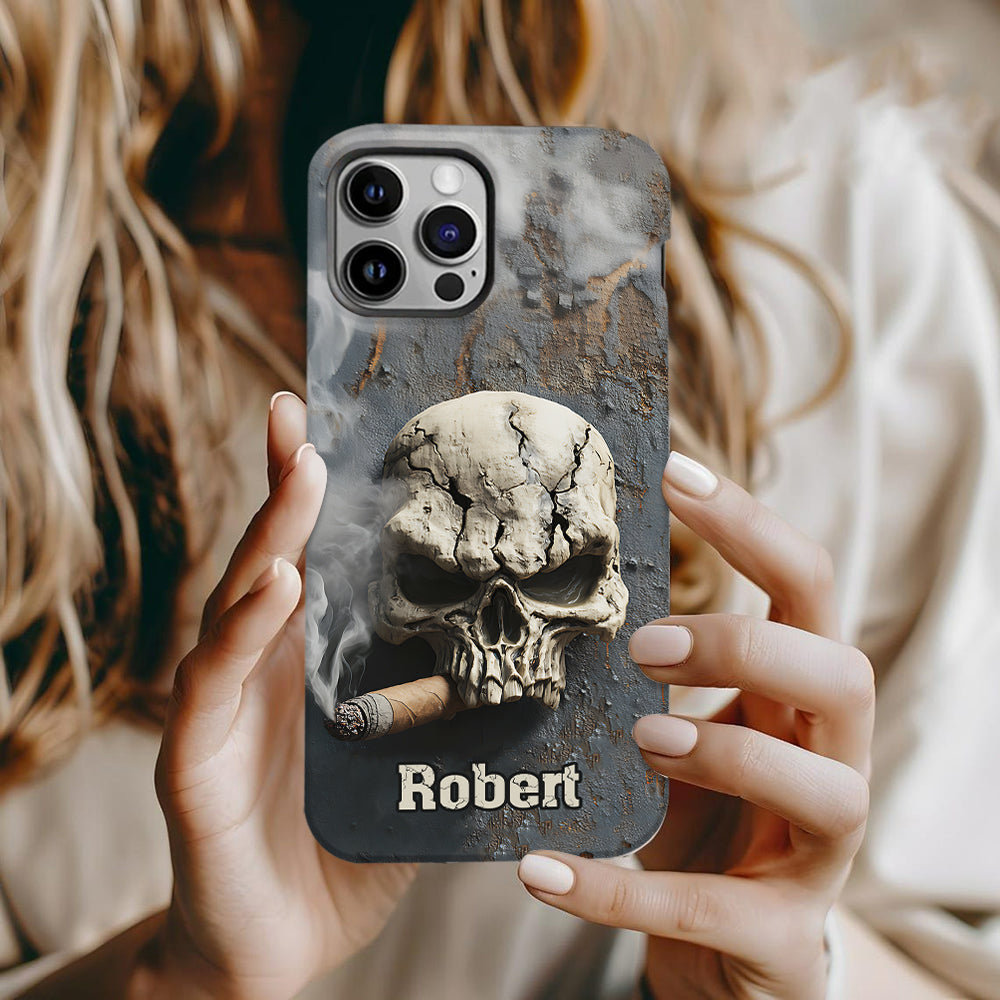 Skull Cigar - Personalized Skull Full Print Phone Case